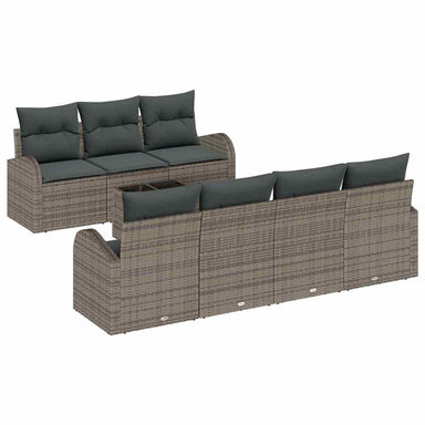 Tuin Sofa Set 8 st 7-Aantal zitplaatsen Grijs poly rattan