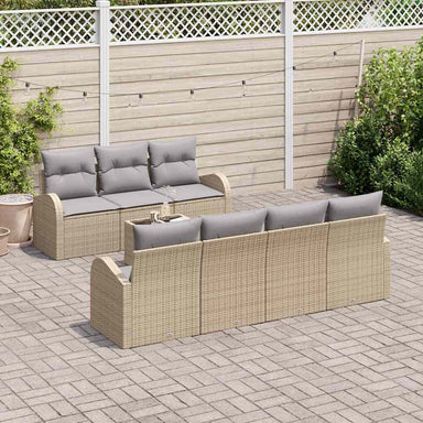 Tuin Sofa Set 8 st 7-Aantal zitplaatsen Beige en Grijs