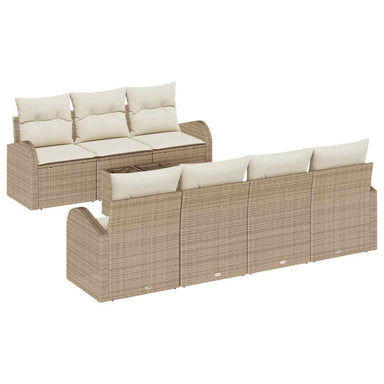Tuin Sofa Set 8 st 7-Aantal zitplaatsen Beige en Crème