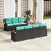 Tuin Sofa Set 8 st 7-Aantal zitplaatsen Zwart en Turquoise