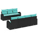 Tuin Sofa Set 8 st 7-Aantal zitplaatsen Zwart en Turquoise
