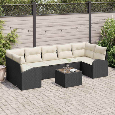Tuin Sofa Set 8 st 7-Aantal zitplaatsen Zwart en Crème