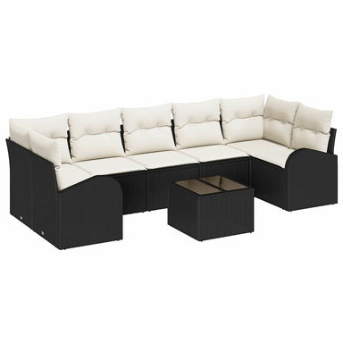 Tuin Sofa Set 8 st 7-Aantal zitplaatsen Zwart en Crème