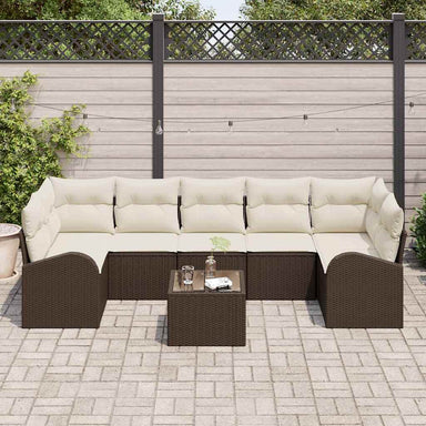 Tuin Sofa Set 8 st 7-Aantal zitplaatsen Bruin en Crème
