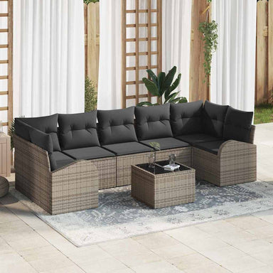 Tuin Sofa Set 8 st 7-Aantal zitplaatsen Grijs poly rattan