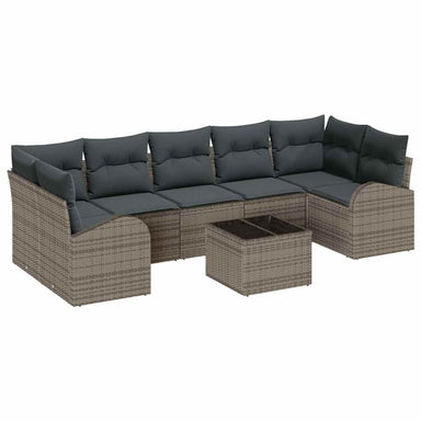 Tuin Sofa Set 8 st 7-Aantal zitplaatsen Grijs poly rattan