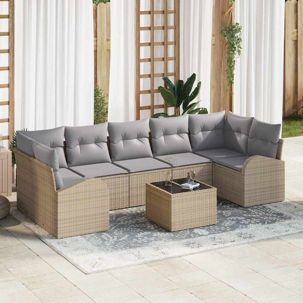 Tuin Sofa Set 8 st 7-Aantal zitplaatsen Beige en Grijs