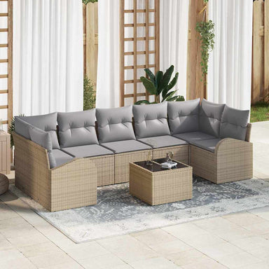 Tuin Sofa Set 8 st 7-Aantal zitplaatsen Beige en Grijs