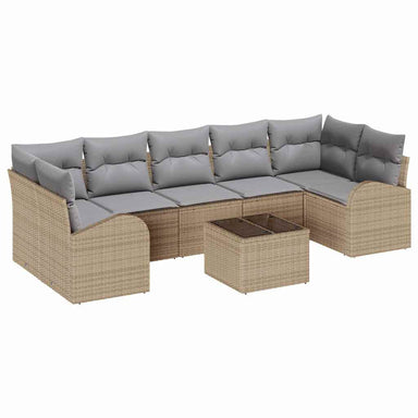 Tuin Sofa Set 8 st 7-Aantal zitplaatsen Beige en Grijs