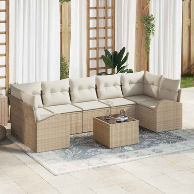 Tuin Sofa Set 8 st 7-Aantal zitplaatsen Beige en Crème