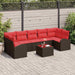 Tuin Sofa Set 8 st 7-Aantal zitplaatsen Beige en Rood