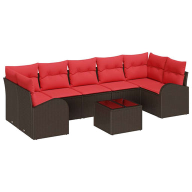 Tuin Sofa Set 8 st 7-Aantal zitplaatsen Beige en Rood