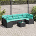 Tuin Sofa Set 8 st 7-Aantal zitplaatsen Zwart en Turquoise
