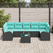 Tuin Sofa Set 8 st 7-Aantal zitplaatsen Zwart en Turquoise