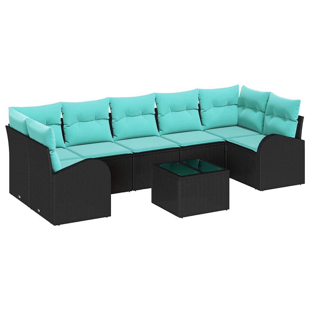 Tuin Sofa Set 8 st 7-Aantal zitplaatsen Zwart en Turquoise