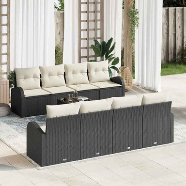 Tuin Sofa Set 9 st 8-Aantal zitplaatsen Zwart en Crème