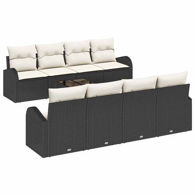 Tuin Sofa Set 9 st 8-Aantal zitplaatsen Zwart en Crème