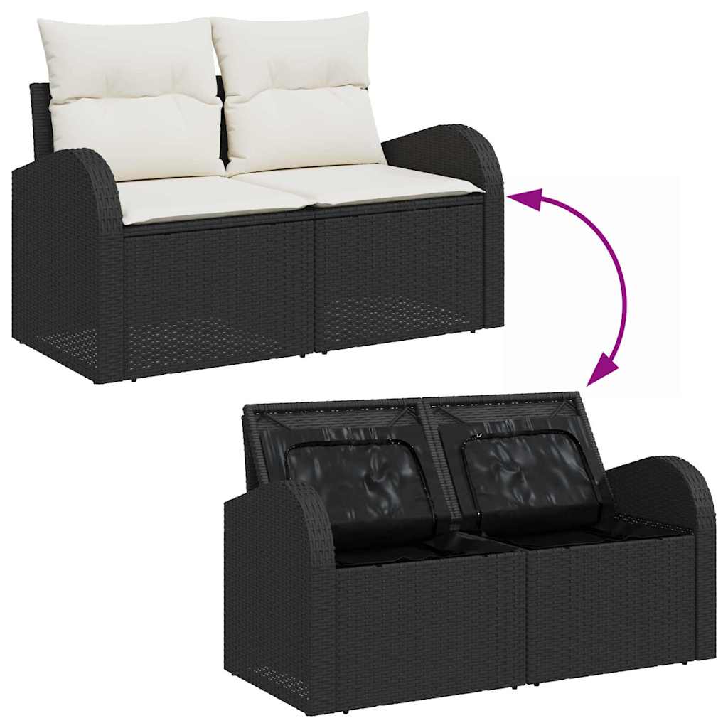 Tuin Sofa Set 9 st 8-Aantal zitplaatsen Zwart en Crème