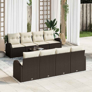 Tuin Sofa Set 9 st 8-Aantal zitplaatsen Bruin en Crème