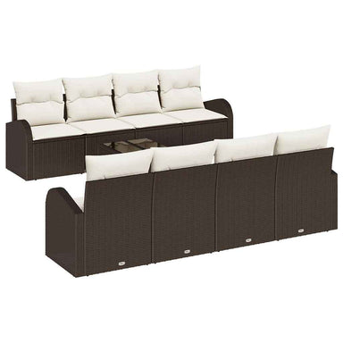 Tuin Sofa Set 9 st 8-Aantal zitplaatsen Bruin en Crème