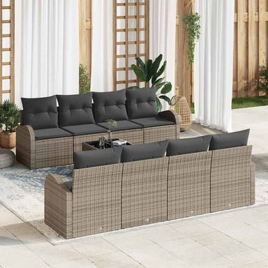Tuin Sofa Set 9 st 8-Aantal zitplaatsen Grijs poly rattan