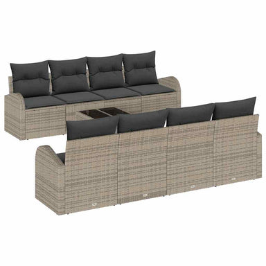 Tuin Sofa Set 9 st 8-Aantal zitplaatsen Grijs poly rattan