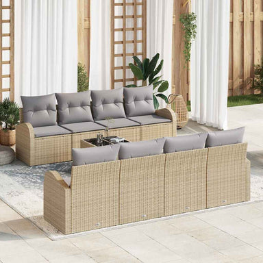 Tuin Sofa Set 9 st 8-Aantal zitplaatsen Beige en Grijs