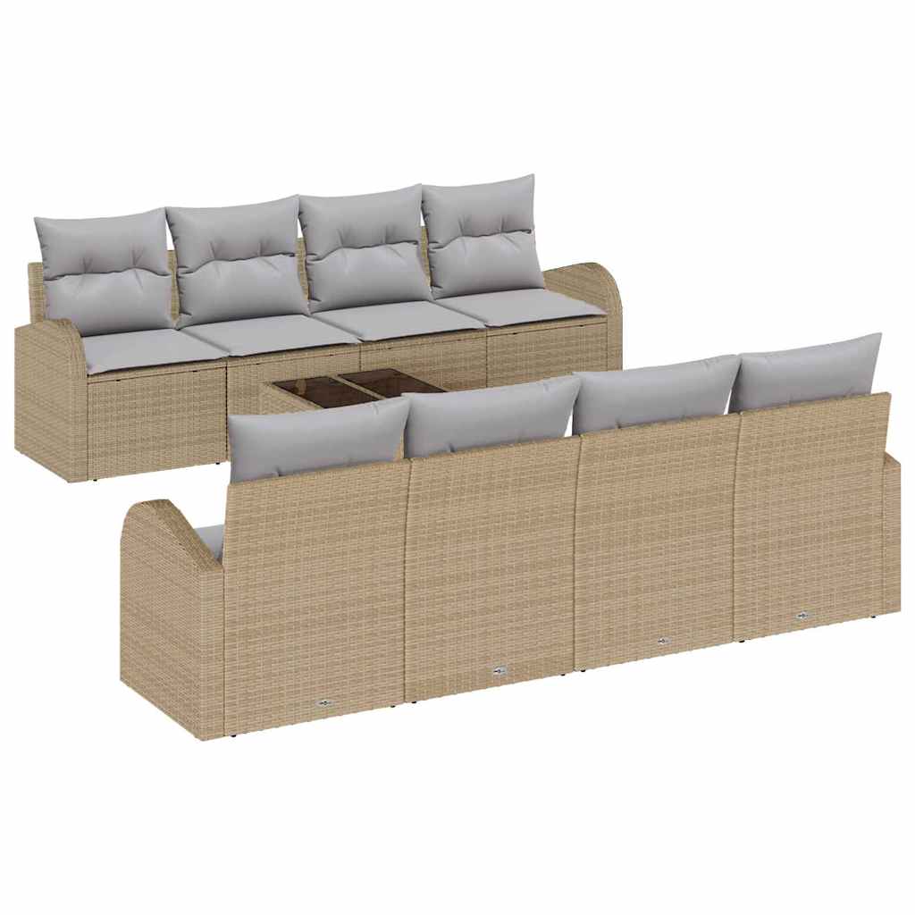 Tuin Sofa Set 9 st 8-Aantal zitplaatsen Beige en Grijs