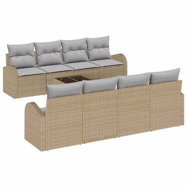 Tuin Sofa Set 9 st 8-Aantal zitplaatsen Beige en Grijs