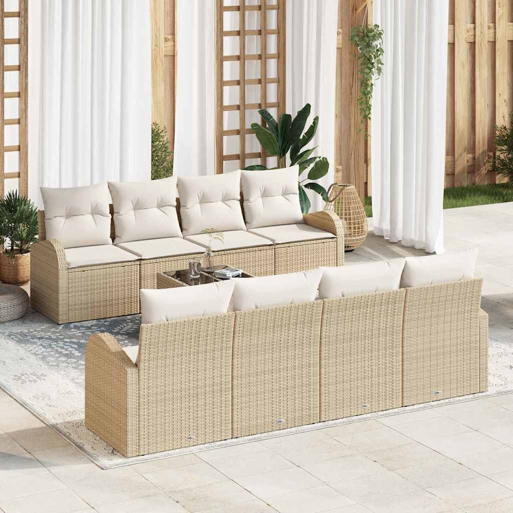 Tuin Sofa Set 9 st 8-Aantal zitplaatsen Beige en Crème