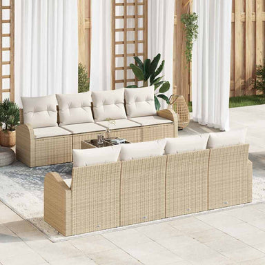 Tuin Sofa Set 9 st 8-Aantal zitplaatsen Beige en Crème