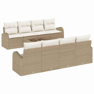 Tuin Sofa Set 9 st 8-Aantal zitplaatsen Beige en Crème