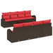 Bankstel 9 st 8-Aantal zitplaatsen Beige en Rood poly rattan