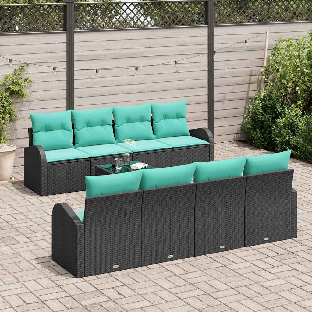 Bankstel 9 st 8-Aantal zitplaatsen Zwart en Turquoise