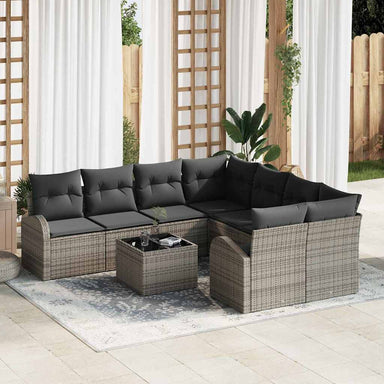 Bankstel 9 st 8-Aantal zitplaatsen Grijs poly rattan