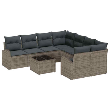 Bankstel 9 st 8-Aantal zitplaatsen Grijs poly rattan