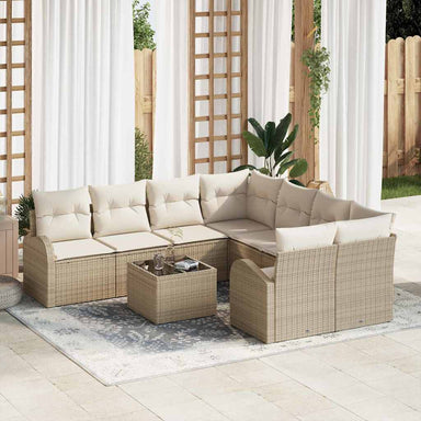 Bankstel 9 st 8-Aantal zitplaatsen Beige en Crème poly rattan
