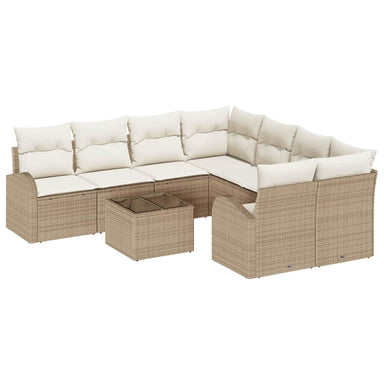 Bankstel 9 st 8-Aantal zitplaatsen Beige en Crème poly rattan