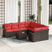 Bankstel 9 st 8-Aantal zitplaatsen Beige en Rood poly rattan