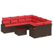 Bankstel 9 st 8-Aantal zitplaatsen Beige en Rood poly rattan