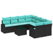 Bankstel 9 st 8-Aantal zitplaatsen Zwart en Turquoise