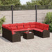 Tuinbankenset 10 st Bruin en Rood poly rattan