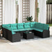 Tuinbankenset 10 st Zwart en Turquoise poly rattan