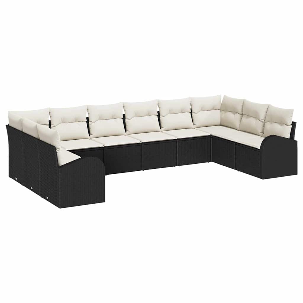 Tuinbankenset 10 st Zwart en Wit poly rattan