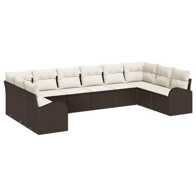 Tuinbankenset 10 st Bruin en wit poly rattan