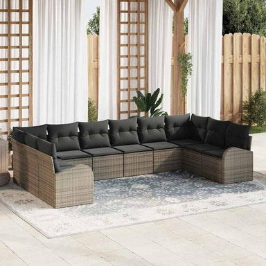 Tuinbankenset 10 st Grijs poly rattan