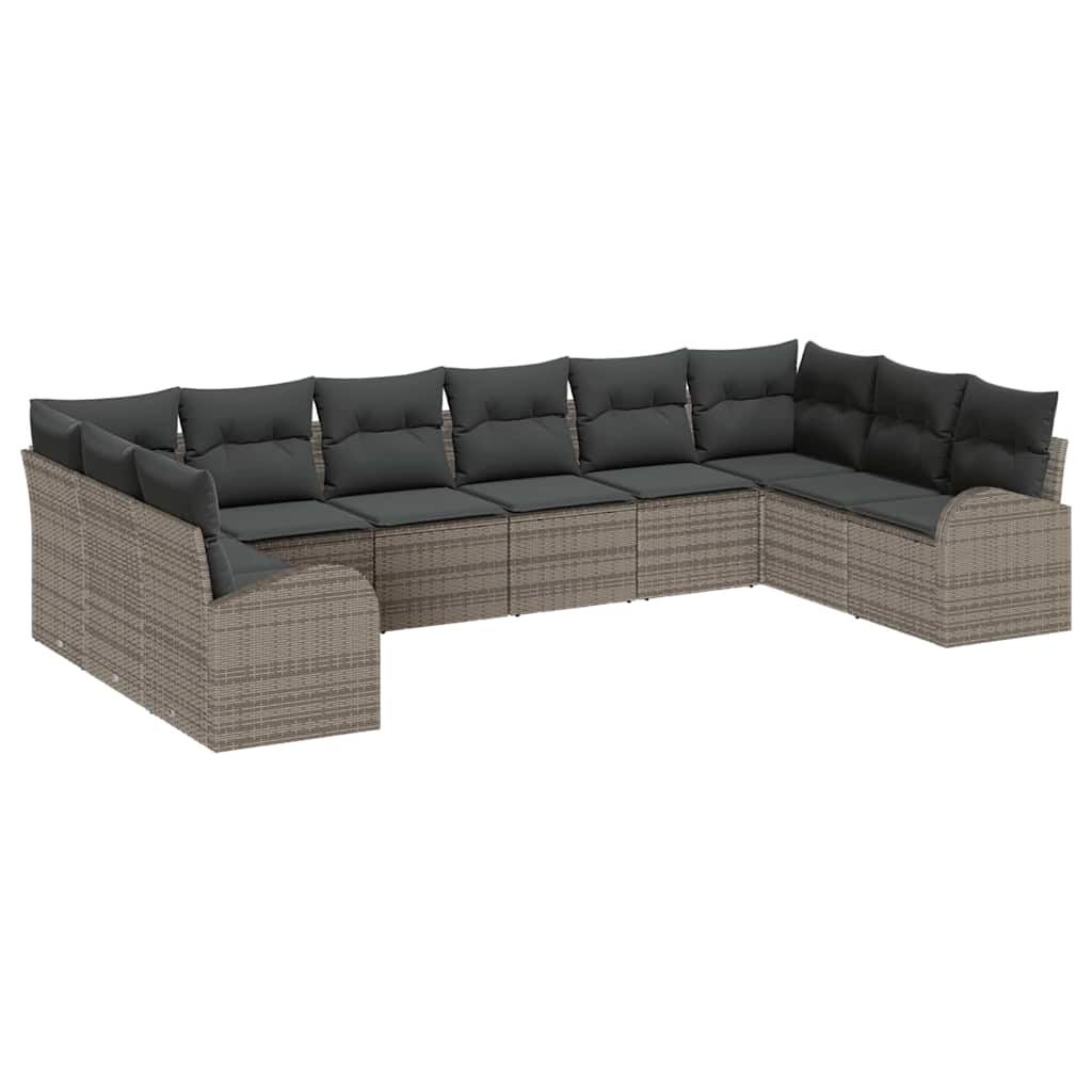 Tuinbankenset 10 st Grijs poly rattan