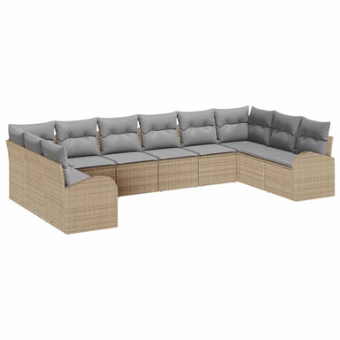 Tuinbankenset 10 st Beige en Licht Grijs poly rattan