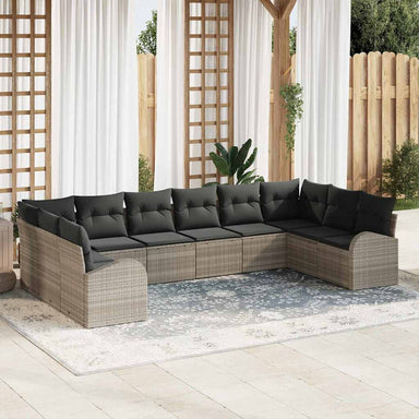 Tuinbankenset 10 st Lichtgrijs poly rattan