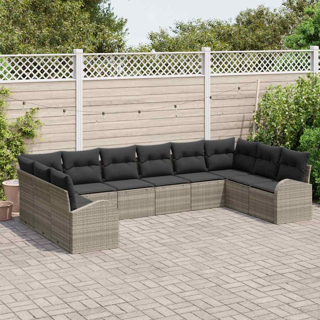 Tuinbankenset 10 st Lichtgrijs poly rattan
